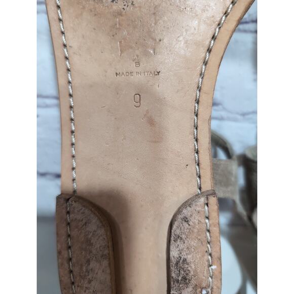 Sigerson Morrison Tan Suede Beaded Stone Sandals Ankle Straps Gladiator Size 9 - Picture 11 of 15